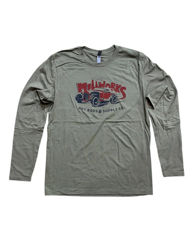 Millworks 29 Roadster Pickup Long Sleeve Tee Shirt - Military Green