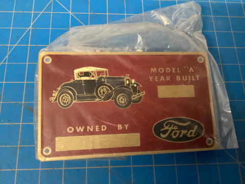 Vintage Ford Model A ID Plate NOS