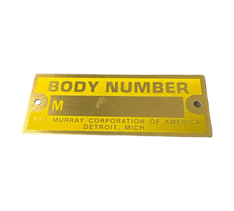 Murray Body Number Plate - Ford Model A 1928-1931