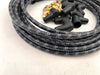 Flathead V8 7.8 MM Vintage Cloth Covered Suppression Core Spark Plug Wires - Universal Fit Black with Blue Double Tracer