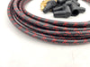 Flathead V8 7.8 MM Vintage Cloth Covered Suppression Core Spark Plug Wires - Universal Fit Black with Red Double Tracer