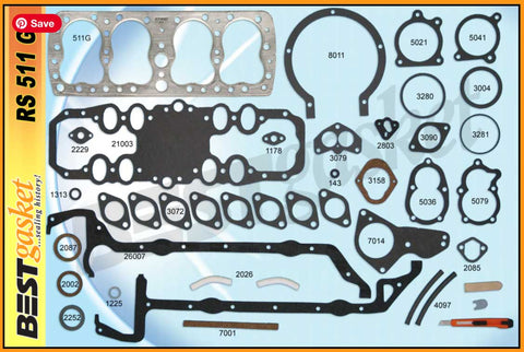Engine Gasket Set - Best Gasket Brand with Graphtite - Ford Flathead 59A 239 V8 1945-1948