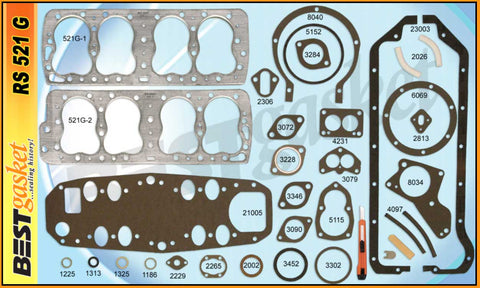 Engine Gasket Set - Best Gasket Brand with Graphtite - Ford and Mercury Flathead 8BA V8 1949-1953, Truck 1948-1953
