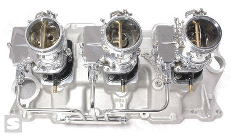 Stromberg Big Bore fuel line 3x2 - SB Chevy - polished