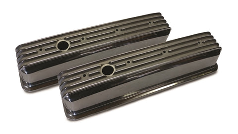 Tall Small Block Chevy Center Bolt Finned Valve Covers Polished